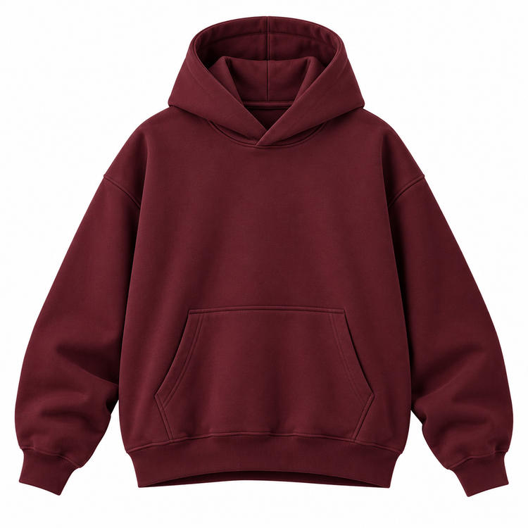 Maroon Oversized Hoodie Mockup